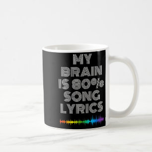 My Brain Is 80% Song Lyrics Funny Music Lover  Coffee Mug