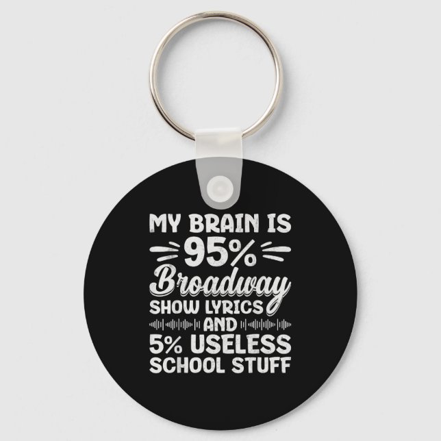 My Brain Is 95% Broadway Lyrics Nerd Musical Theat Keychain (Front)