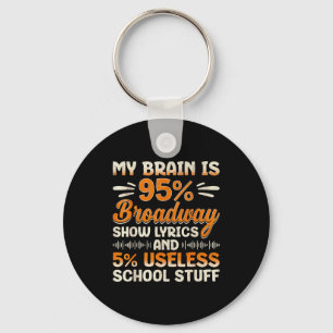 My Brain Is 95% Broadway Lyrics Nerd Musical Theat Keychain