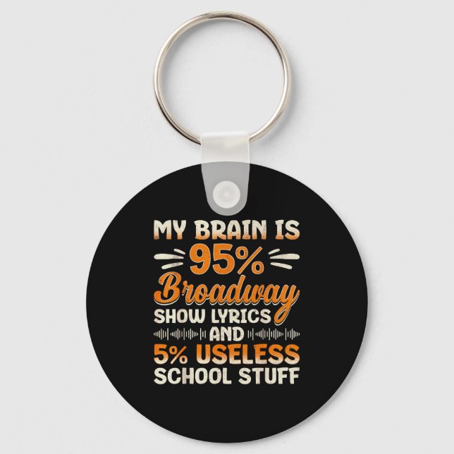 My Brain Is 95% Broadway Lyrics Nerd Musical Theat Keychain (Front)
