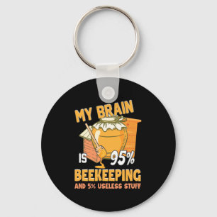 My Brain Is 95 Percents Beekeeping Keychain