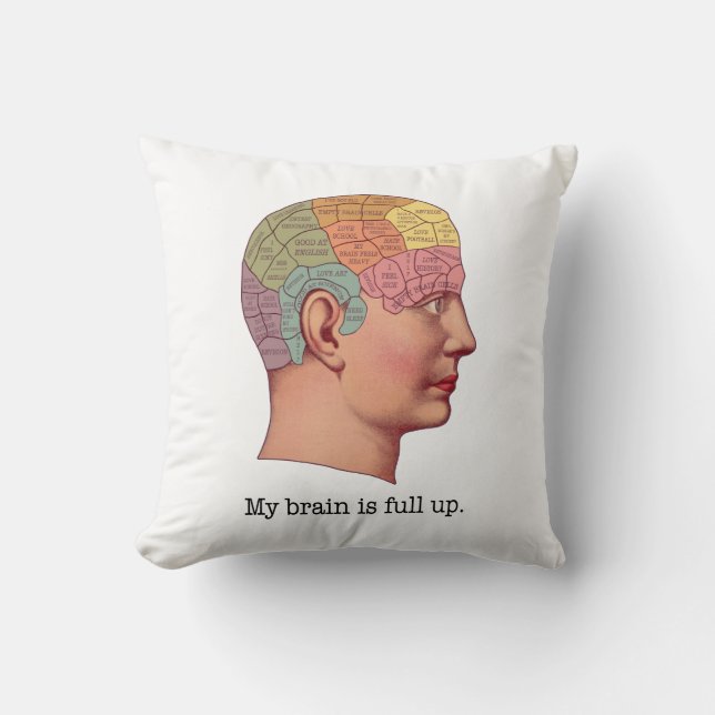 My Brain is Full Up Throw Pillow (Front)