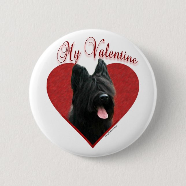 My Briard Valentine 2 Inch Round Button (Front)