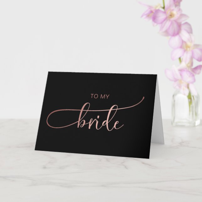 my bride rose gold elegant wedding day love card (Orchid)