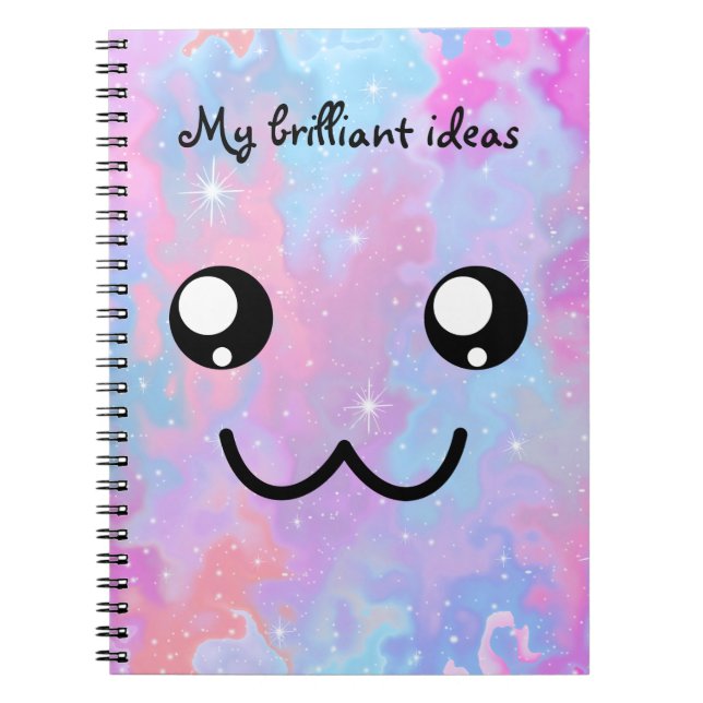 My brilliant ideas cute face pastel kawaii notebook (Front)