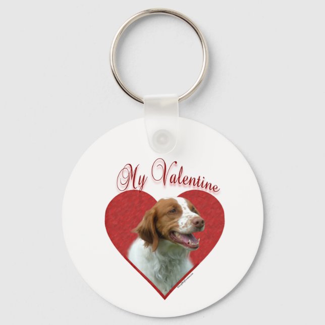 My Brittany Spaniel Valentine Keychain (Front)