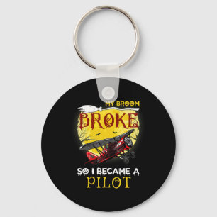 My Broom Broke So I Became Pilot Halloween Gift Keychain