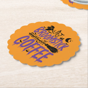 My Broomstick Runs On Coffee addict Halloween Cool Paper Coaster
