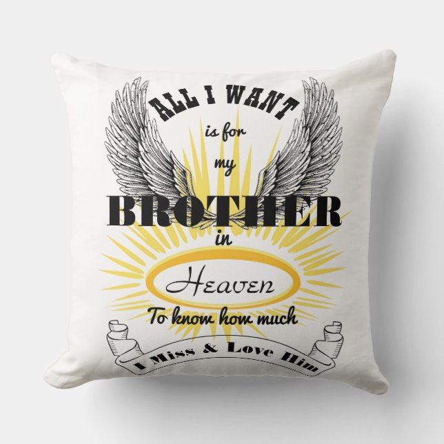 My Brother in Heaven Throw Pillow (Front)