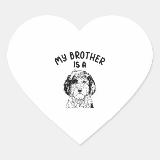 My Brother is a Sheepadoodle Funny Doodle Dog Heart Sticker