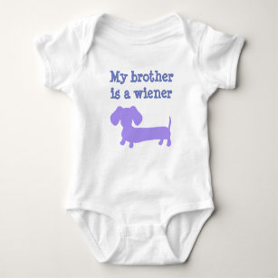 My Brother is a Wiener Dog - Purple for Girls Baby Bodysuit