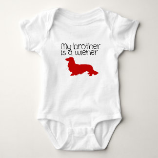 My Brother is a Wiener Long Hair Dachshund Outfit  Baby Bodysuit