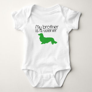 My Brother is a Wiener Long Hair Dachshund Outfit  Baby Bodysuit