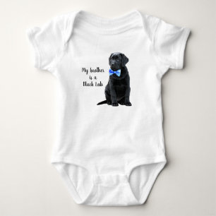 My brother is Black Lab - Black Labrador Retriever Baby Bodysuit