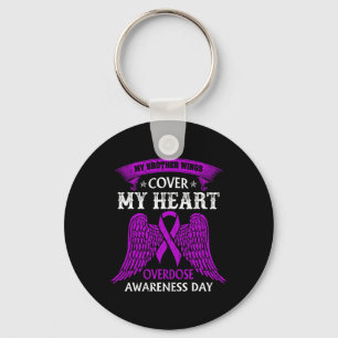 My Brother Wings Cover My Heart Overdose Awareness Keychain