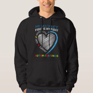 My Brother's Fight Is My Fight Autism Awareness Pu Hoodie