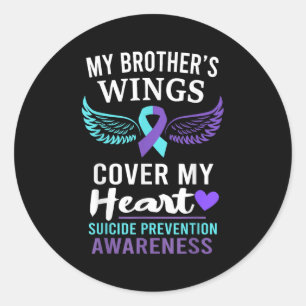 My Brother's Wings Cover Heart Suicide Awareness R Classic Round Sticker