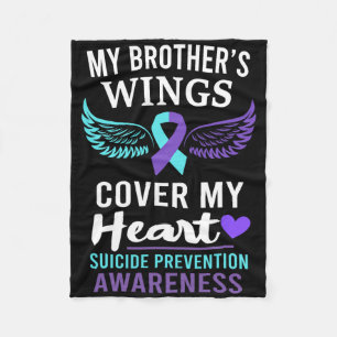 My Brother's Wings Cover Heart Suicide Awareness R Fleece Blanket
