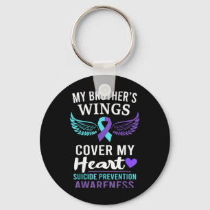 My Brothers Wings Cover Heart Suicide Awareness R  Keychain