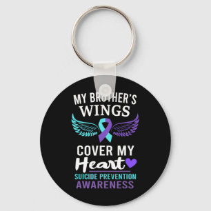 My Brother's Wings Cover Heart Suicide Awareness R Keychain