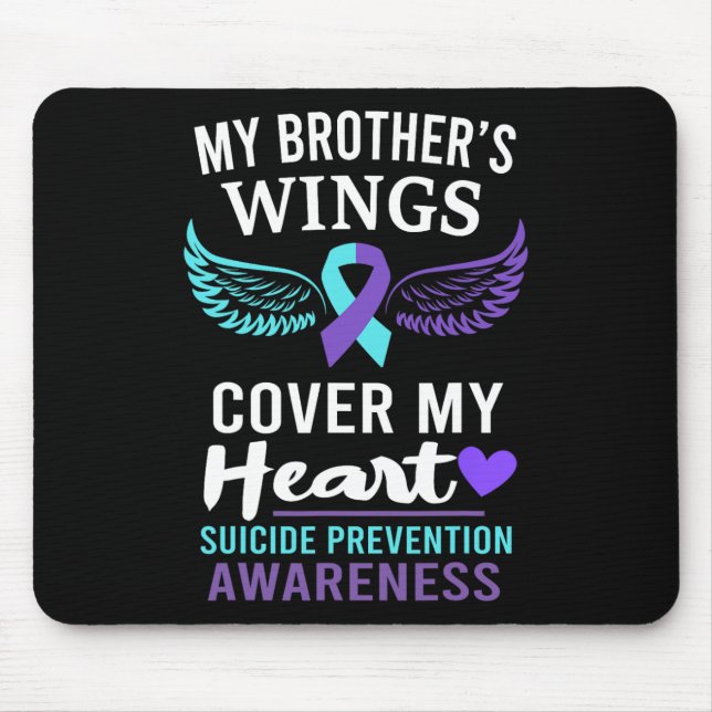 My Brother's Wings Cover Heart Suicide Awareness R Mouse Pad (Front)