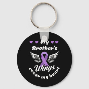 My Brother's Wings Cover My Heart Overdose Awarene Keychain