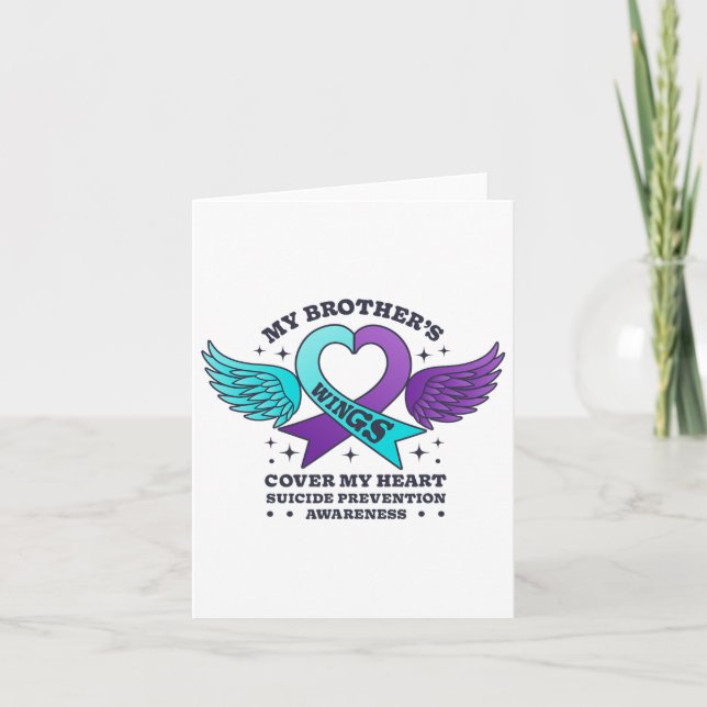 My Brother's Wings Cover My Heart Suicide Preventi Card (Front)