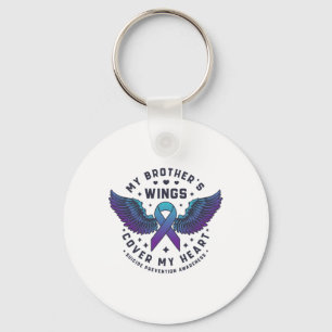 My Brother's Wings Cover My Heart Suicide Preventi Keychain