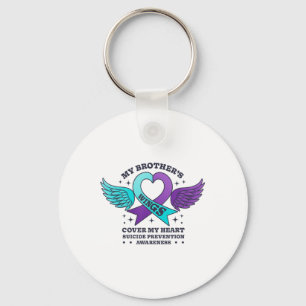 My Brothers Wings Cover My Heart Suicide Preventio Keychain