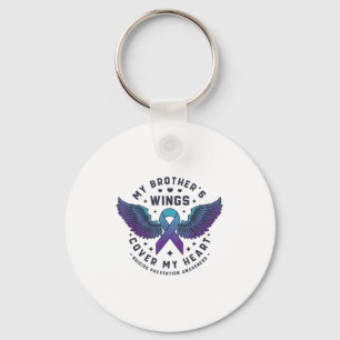 My Brothers Wings Cover My Heart Suicide Preventio Keychain