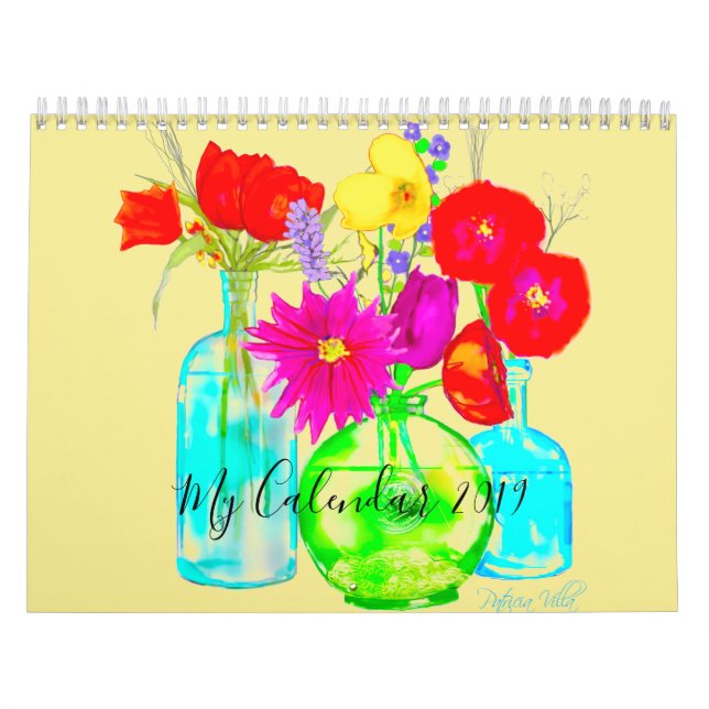 My Calendar 2019 Decorated with Colourful Flowers (Cover)