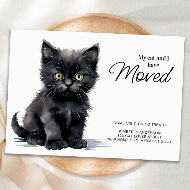 My Cat and I Have Moved Black Kitten Moving  Announcement Postcard (Creator Uploaded)