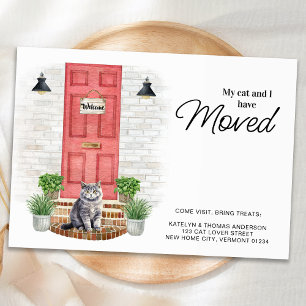 My Cat and I Have Moved Front Red Door Moving  Announcement