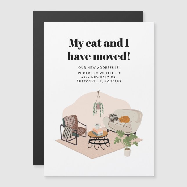 My Cat and I Moved Change of Address Moving Magnetic Invitation (Front/Back)