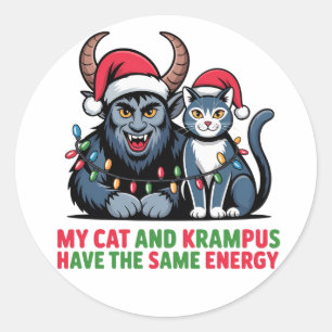 My Cat and Krampus Have the Same Energy Funny Classic Round Sticker