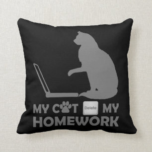 My cat deleted my homework throw pillow