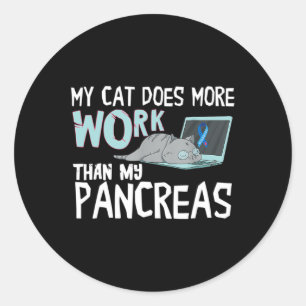 My Cat Does More Work Than My Pancreas Diabetes Aw Classic Round Sticker
