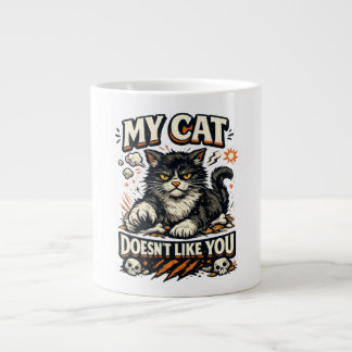 My Cat Doesnt Like You Retro Large Coffee Mug