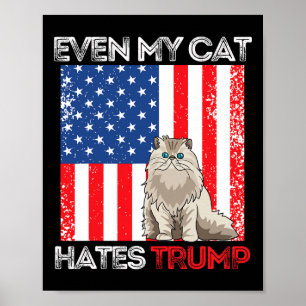 My Cat Hates Trump Against Trump American Flag Ret Poster