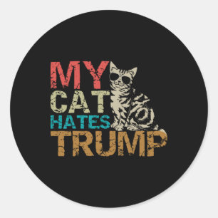 My Cat Hates Trump Cats Against Trump Retro Style Classic Round Sticker