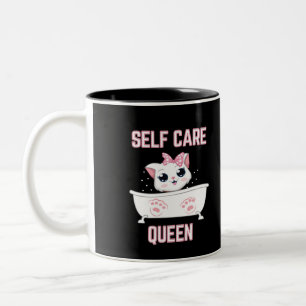 My Cat Is a Self Care Queen Two-Tone Coffee Mug