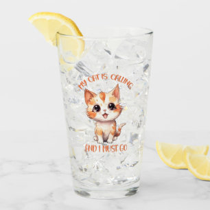 My Cat Is Calling Cute Orange Cat Glass