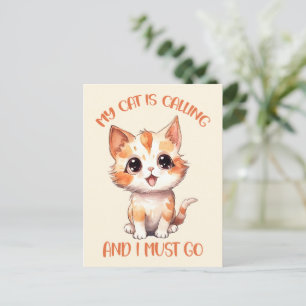 My Cat Is Calling Cute Orange Cat Postcard