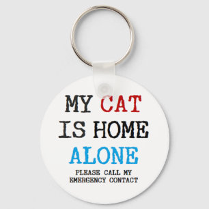 my cat is home alone keychain