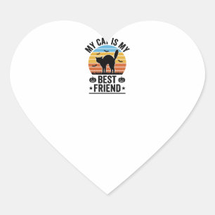 My Cat Is My Best Friend Vintage Cat Shirt Design_ Heart Sticker