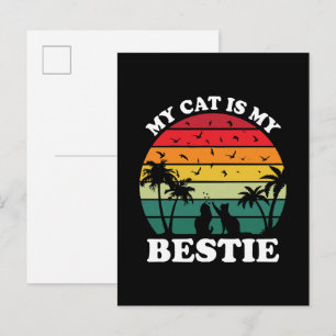My Cat Is My Bestie Invitation Postcard