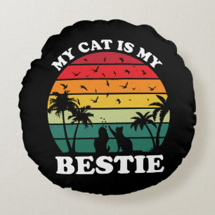 My Cat Is My Bestie Round Pillow