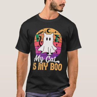 My Cat Is My Boo Ghost Cat Halloween Funny Pun Bla T-Shirt
