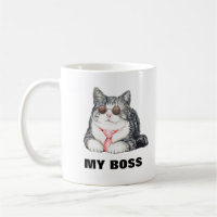 My cat is my boss sunglasses tie funny