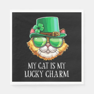 My Cat is My Lucky Charm Shamrock St Patrick s Day Napkin